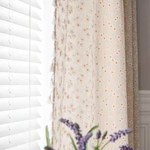 Vista 41 de Cortinas florales de granja semiopacas para sala de estar, de 63 pulgadas de largo, mezcla de lino y algodón, paneles de cortina de ventana cortos
