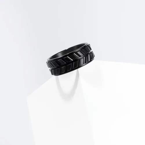 Vista 3 de King Will Anillo de ansiedad giratorio para hombre, color negro, plateado, dorado, 0.315 in, cadena de malla de alambre de acero inoxidable, malla