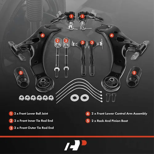 Vista 2 de A-Premium Kit de suspensión delantera, brazo de control inferior, rótula inferior, extremo de barra de acoplamiento exterior interior, compatible