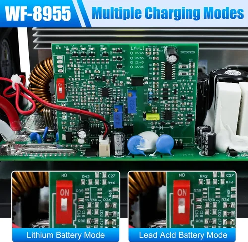 Vista 2 de Convertidor de potencia Wf-8955an actualizado con reconocimiento de plomo ácido y baterías de litio, convertidor Rv Wf-8955-Ad-Mba de 55 amperios
