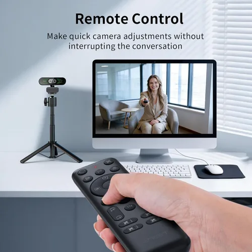Vista 5 de EMEET NOVA 4K Cámara web 4K de doble cámara para PC, cámaras gran angular y teleobjetivo, zoom híbrido máximo 11X, enfoque PDAF, control remoto