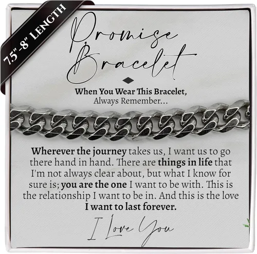 Vista 10 de Love You This Much Pulsera cubana de promesa, regalo romántico para novio, regalo de agradecimiento para novio, bonito regalo pequeño para novio