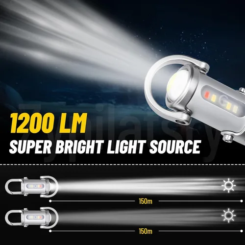 Vista 6 de 1200LM Super brillante mini LED linternas USB recargable pequeño impermeable llavero de rescate de la linterna, Camping-Plata