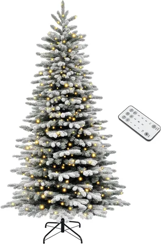 Vista 14 de HOMCOM Árbol de Navidad artificial preiluminado de 1.5 m en forma de lápiz, decoración festiva con 250 ramas superficiales coloridas, 150 luces LED