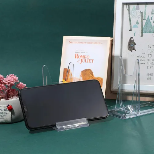 Vista 5 de Zonon Soportes de placa de acrílico para exhibición, soportes de plástico ajustables, soportes para placas de imagen, mini caballetes transparentes