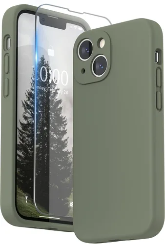 Vista 35 de SURPHY Funda compatible con iPhone 13 Mini con protector de pantalla, (protección de cámara y forro de microfibra suave), funda de silicona líquida