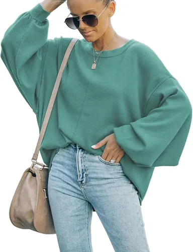 Vista 3 de Sudaderas para mujer, cuello redondo, ropa de otoño 2023, a la moda, cálidas, holgadas, para adolescentes, niñas, de gran