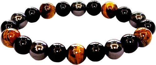 Vista 61 de Pulseras de triple protección con piedra de ojo de tigre de obsidiana negra con hematita para hombres y mujeres, pulsera de piedra curativa