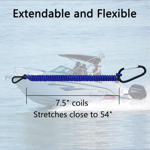 Vista 5 de 8M0092850 - Cordón para interruptor de barco, cable de 54 pulgadas/137 de largo, color azul Correa de repuesto para barco Mercruiser Marine Boat