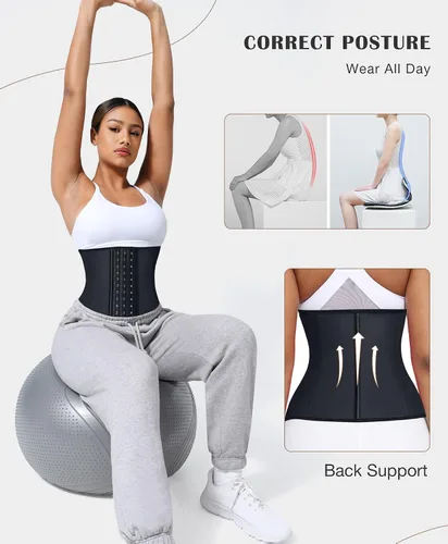 Vista 4 de Entrenador de cintura para mujer, corsé de látex para cintura