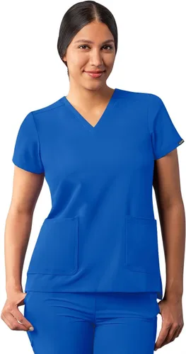 Vista 10 de Adar Addition - Ropa quirúrgica para mujer, moderna camiseta médica con cuello en V Rosa suave