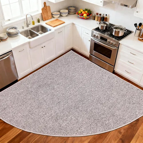 Vista 2 de Alfombra esquinera de cocina antideslizante, lavable, tapete circular de cocina para piso, alfombra de esquina para cocina, fregadero, lavandería