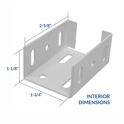 Vista 4 de Soporte de valla de aluminio resistente, 2 piezas for Vinyl Fencing Panel to Post Connection, Metal Replacement for 2.75in Plastic Brackets, Fits