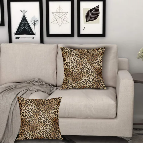 Vista 6 de Fundas de almohada marrón leopardo - 2 piezas Funda de almohada de guepardo 18x18 pulgadas Fundas de almohada de algodón con estampado de animales