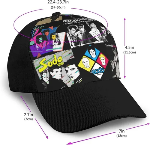 Vista 2 de Soda Rock Band Stereo Unisex Adjustable Size Casual for Golf Daily Commute Decorations Birthday Gifts Black