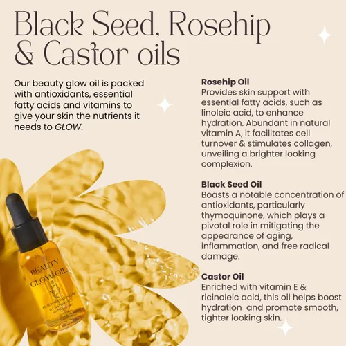 Vista 3 de Aceite de semilla negra, aceite de rosa mosqueta, aceite de ricino orgánico prensado en frío para el rostro, antienvejecimiento, milagro, suero