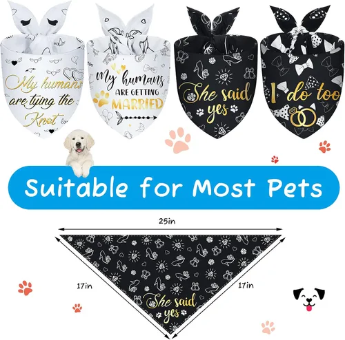 Vista 2 de Frienda 4 unidades My Humans are Getting Married Dog Bandana She Said Yes para fotos de compromiso de boda, traje de boda para perro, regalo
