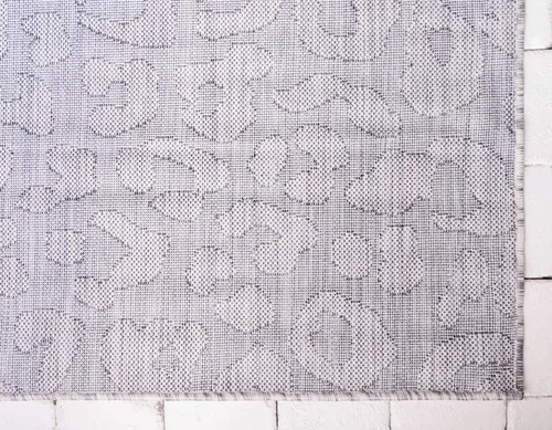 Vista 9 de Unique Loom Outdoor Safari Collection Alfombra de área - Leopardo (4 pies 1 pulgada x 6 pies 1 pulgada rectangular, gris claro/gris)