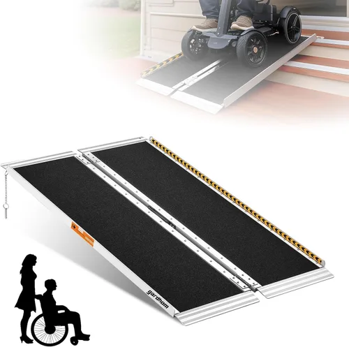 Vista 9 de gardhom Rampa Portátil para Silla de Ruedas de 2 Pies, Rampa Plegable Antideslizante de Aluminio para Discapacitados, Rampa para Silla de Ruedas