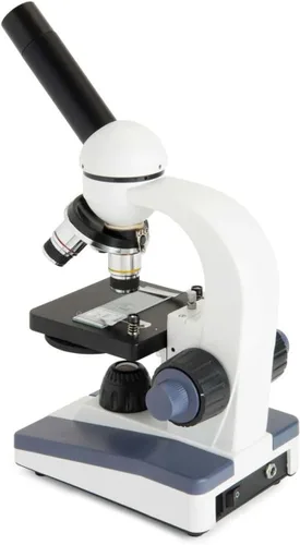Vista 3 de Celestron Celestron Labs - Microscopio compuesto de cabeza monocular - Aumento de 40-1000x - Etapa mecánica ajustable - Incluye 2 oculares y 10