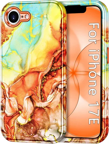 Vista 13 de Btscase Funda compatible con iPhone 17 de 6.3 pulgadas 2025, patrón de mármol 3 en 1, resistente a prueba de golpes, cuerpo completo, policarbonato