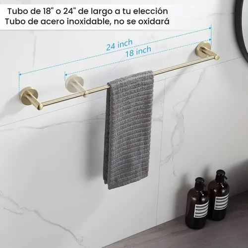 Vista 2 de BGL Juego de Accesorios de Baño Dorado Cepillado, Juego de Toallero de 4 Piezas Oro cepillado