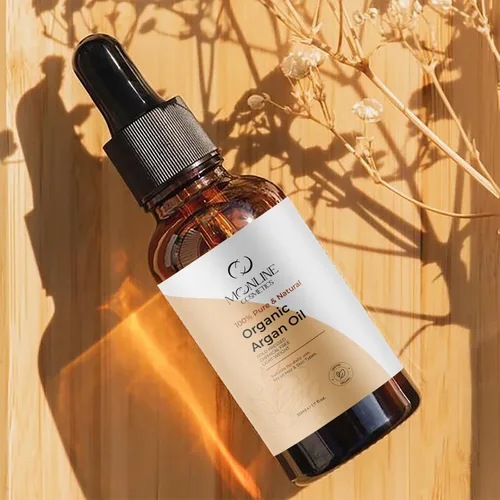 Vista 5 de Aceite de argán marroquí orgánico puro para el cabello, la cara y la piel. Promueve el crecimiento del cabello y la piel suave