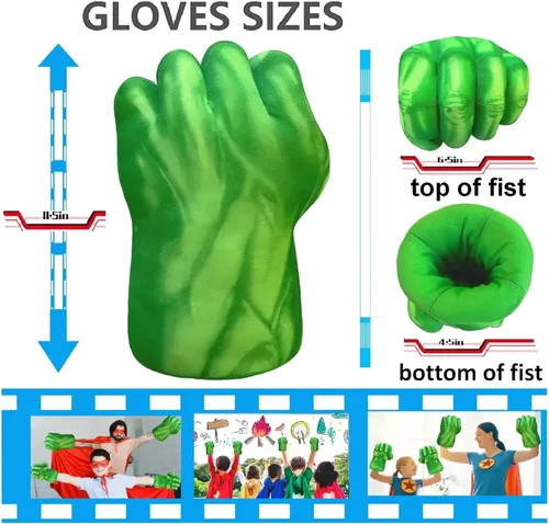 Vista 4 de FEIDAR Incredible HOK Superheros Gauntlet Smash Hands Fists Big Soft Plush Gloves Pair Costume Light Green Special Edition