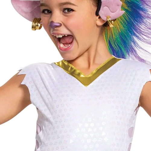 Vista 3 de Queen Barb Trolls Costume, Trolls World Tour Rainbow Barb Costume for Kids with Headpiece