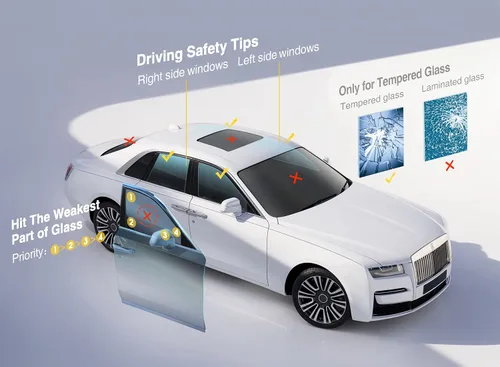 Vista 5 de Luxtude Cortador de cinturón de seguridad para romper ventanas, rompe ventanas, rompecristales, herramienta de escape de automóvil automático