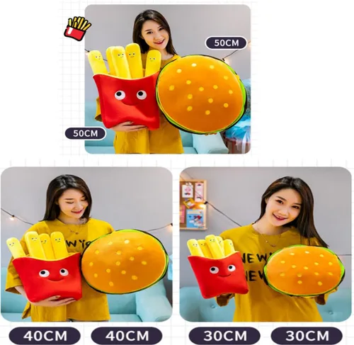 Vista 2 de Almohada de felpa de hamburguesa divertida almohada de peluche de pan de hamburguesa, almohada de peluche suave para niños y adultos, regalo