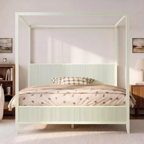Vista 19 de Wood Canopy Platform Bed Full with Headboard, Trundle and 3 Drawers Negro-8.1