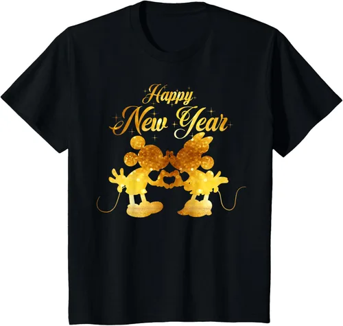 Vista 32 de Disney Camiseta de Año Nuevo Mickey & Minnie Happy New Year Silhouette, Negro