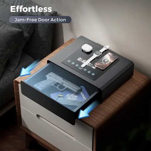 Vista 7 de Yoqimi - Caja fuerte biométrica inteligente para pistola con teléfono 3 en 1 y carga inalámbrica de reloj, 3 maneras de acceso rápido para pistola