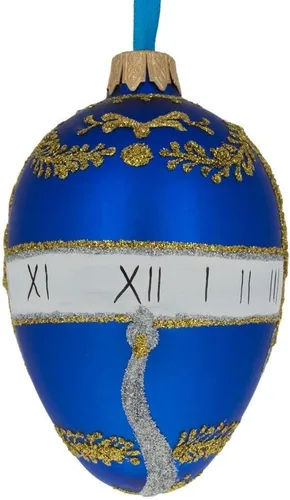 Vista 7 de 1895 Reloj de serpiente azul adorno de cristal de huevo real 4 pulgadas