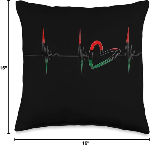 Vista 4 de Pan African Pride Black History Pan African UNIA Flag Heartbeat EKG Pulse Black History - Almohada de 16 x 16 pulgadas, multicolor