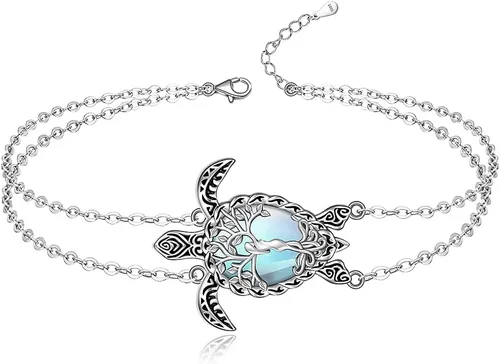 Vista 11 de Fenthring Sea Turtle Anklet Bracelets for Women Sterling Silver Ankle