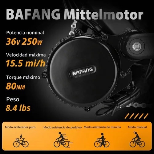 Vista 2 de Kit de conversión para bicicleta eléctrica Bafang con motor medio BBS-HD 48 V 1000 W, accesorios para motor, pantalla opcional, kit para tubo 36V