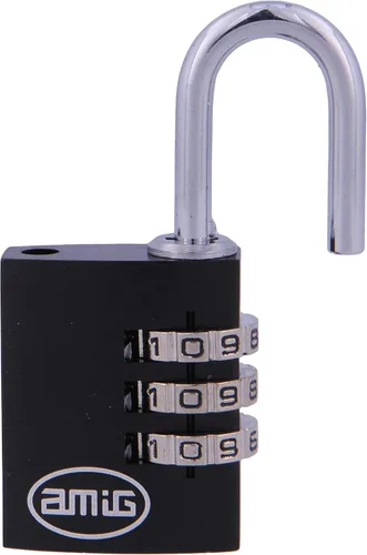 Vista 4 de Amig - Candado de seguridad - con combinación de dígitos - Código numérico - Sin llave - Aluminio - Negro - para taquillas de gimnasio, maletas