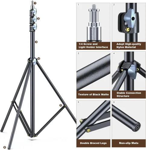 Vista 3 de LINCO Lincostore Zenith - Juego de 2 soportes de luz para estudio fotográfico de 9,6 pies (113.4 in) para HTC Vive VR, video, retrato y fotografía