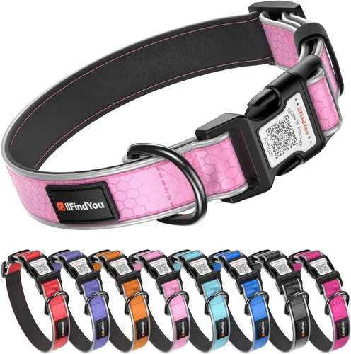 Vista 23 de Collar de perro personalizado ilFindYou con etiqueta de código QR para identificación de mascotas, collar reflectante de seguridad, adecuado