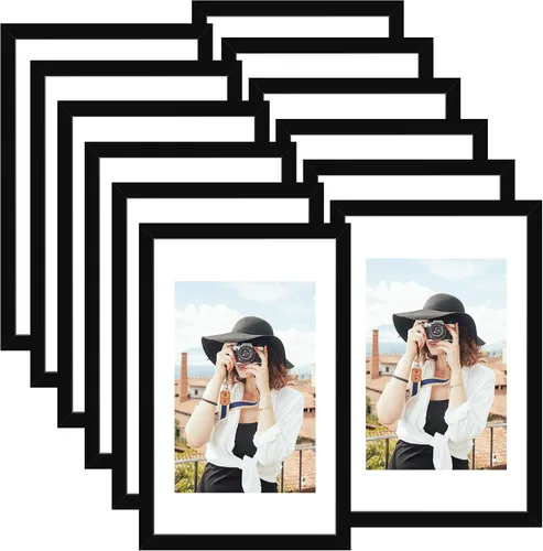 Vista 127 de Picrit - Juego de 12 portarretratos de 4 x 6 pulgadas, para fotos de 3.5 x 5 con paspartú o 4 x 6 pulgadas sin paspartú, marcos para colgar