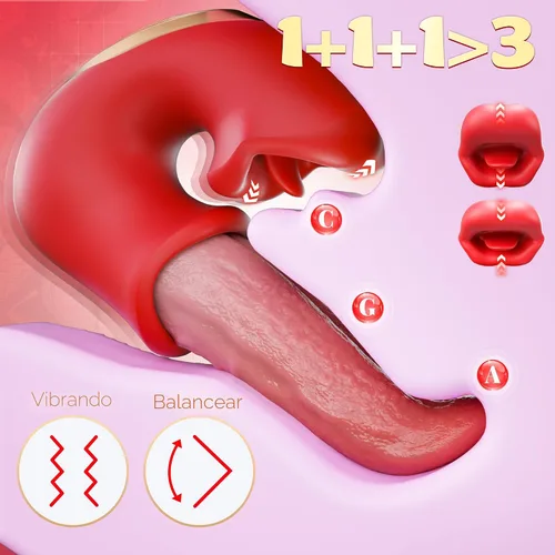 Vista 5 de Juguetes sexuales para adultos para mujeres - KERERO vibrador de consolador 3 en 1, juguete sexual de rosa con 10 modos de vibración, oclusión