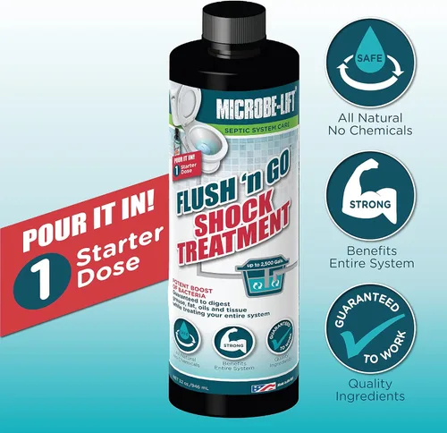 Vista 2 de Microbe-Lift Tratamiento de tanque séptico, tratamiento Flush 'N Go Shock, 32 onzas