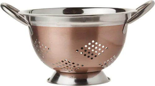 Vista 2 de EURO-WARE Colador de acero inoxidable de alta calidad para pastas o lavado de frutas, verduras, ensaladas y más con acabado decorativo de cobre