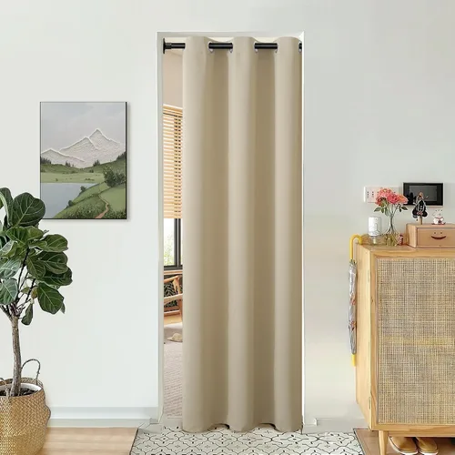 Vista 72 de BGment Cortina Oscurecedora para Puerta Corredera, Cortina Divisoria Opaca Ancha para Sala de Estar de 84 Pulgadas de Largo, Cortina Térmica de Rosa