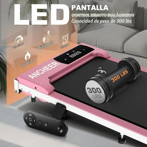 Vista 3 de ANCHEER Under Desk Walking Pad Treadmill for Home Office with Incline Rosa Pro