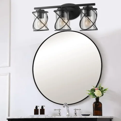 Vista 20 de mavcadonf Luces de Tocador de Baño de 2 Luces, Lámparas de Baño sobre el Espejo, Luz de Tocador Dorado Cepillado, Luces de Pared de Estilo Rústico