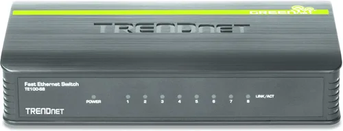 Vista 4 de TRENDnet Interruptor de escritorio Ethernet GREENnet no administrado de 8 puertos 10/100 Mbps, TE100-S8, 8 puertos Ethernet de 10/100 Mbps