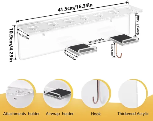 Vista 5 de Affogato - Soporte de montaje en pared compatible con accesorios Dyson Airwrap Styler, soporte de almacenamiento de acrílico compatible